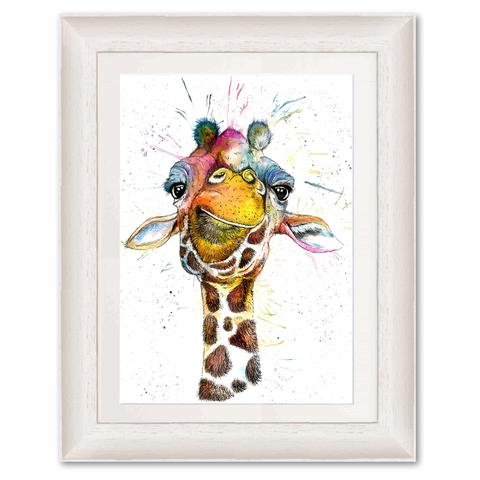 Splatter Rainbow Giraffe Framed Artwork