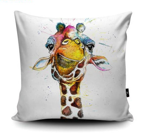 Splatter Rainbow Giraffe Cushion