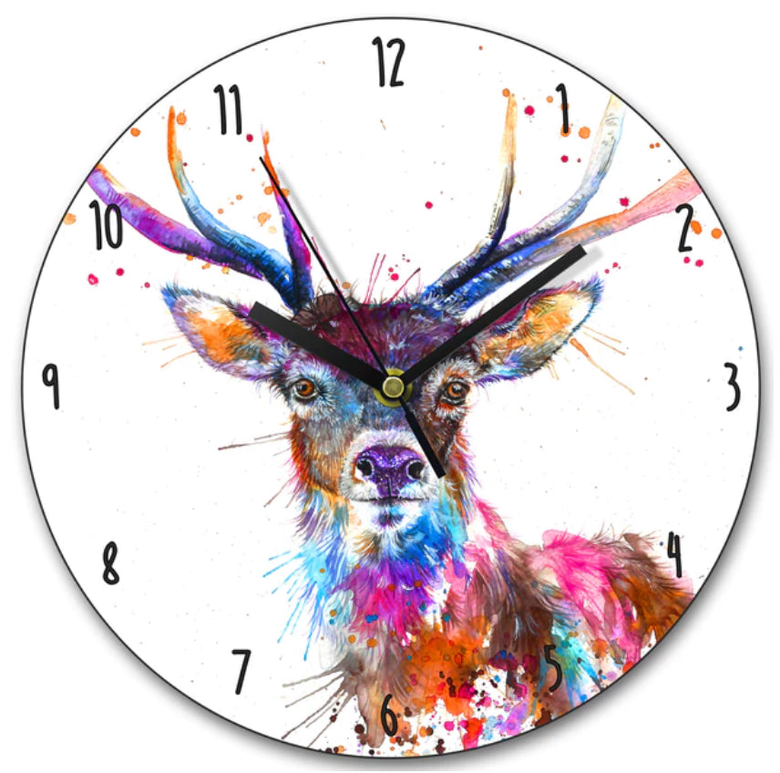 Splatter Rainbow Stag Clock